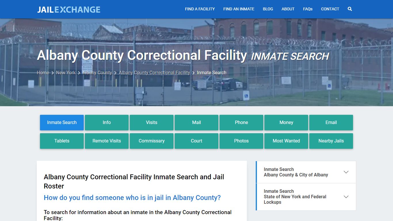 Albany County Correctional Facility Inmate Search - Jail Exchange