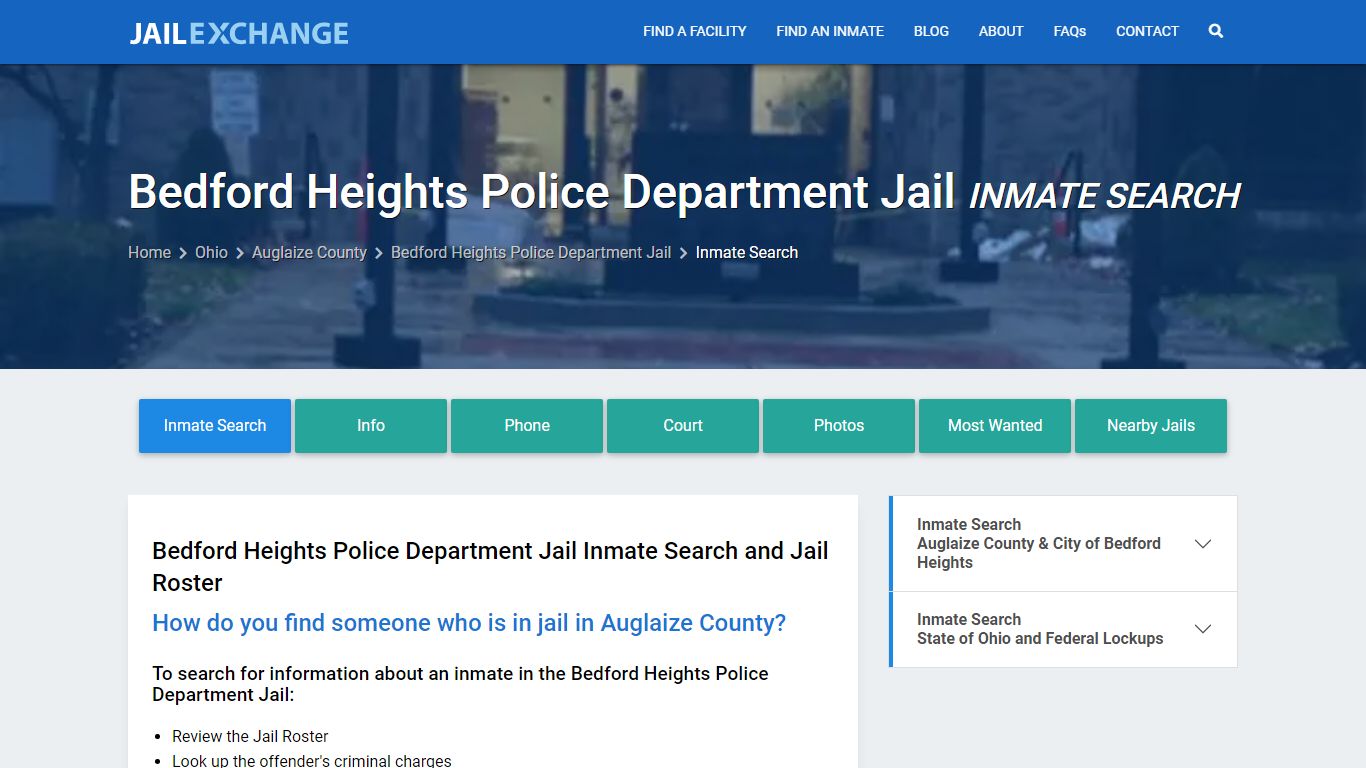 Bedford Heights Police Department Jail Inmate Search