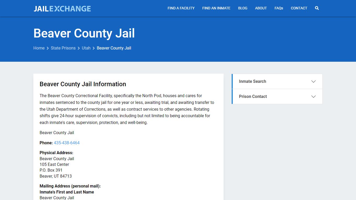 Beaver County Jail Inmate Search, UT - Jail Exchange