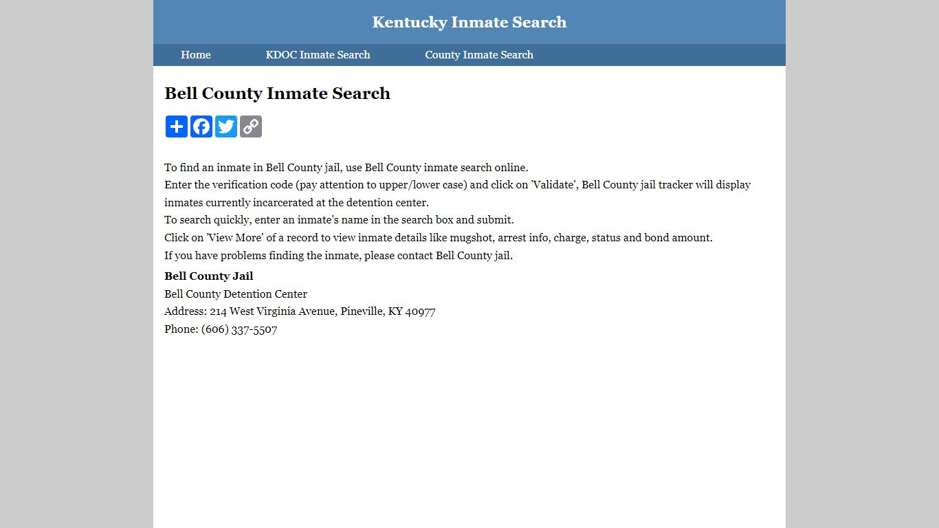 Bell County Inmate Search