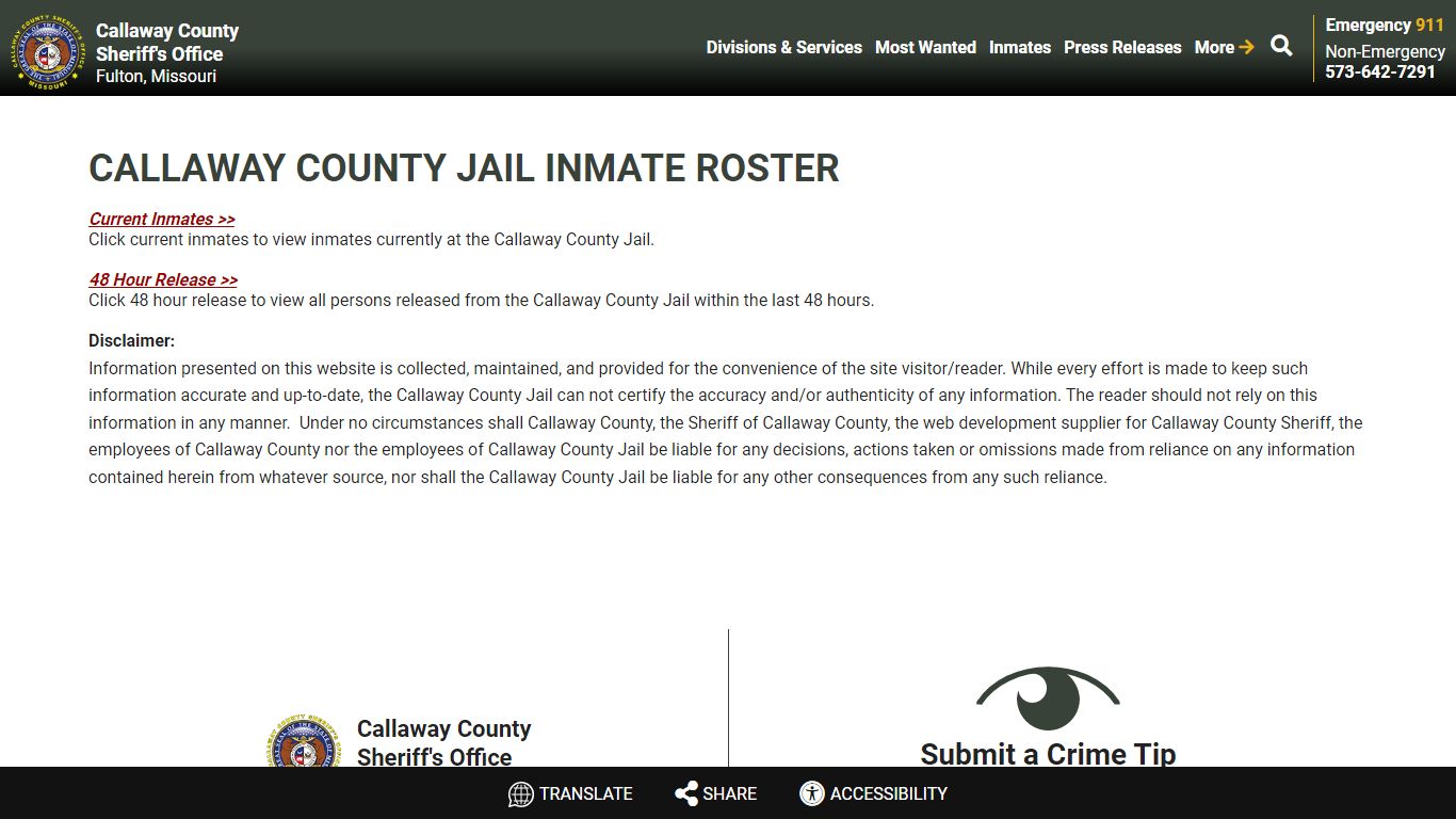 Roster Choose - Callaway County Sheriff's Office, Missouri