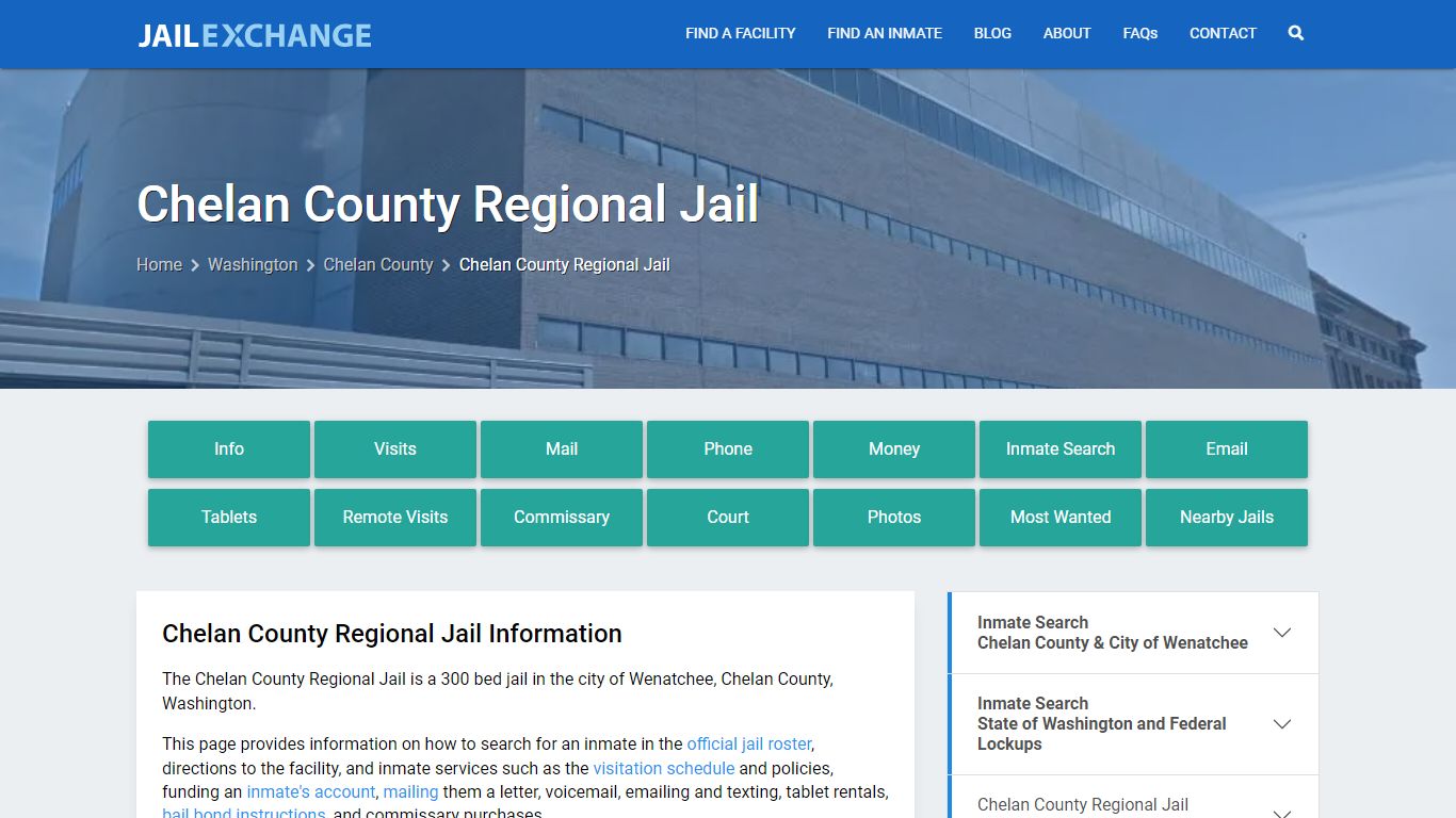 Chelan County Regional Jail, WA Inmate Search, Information