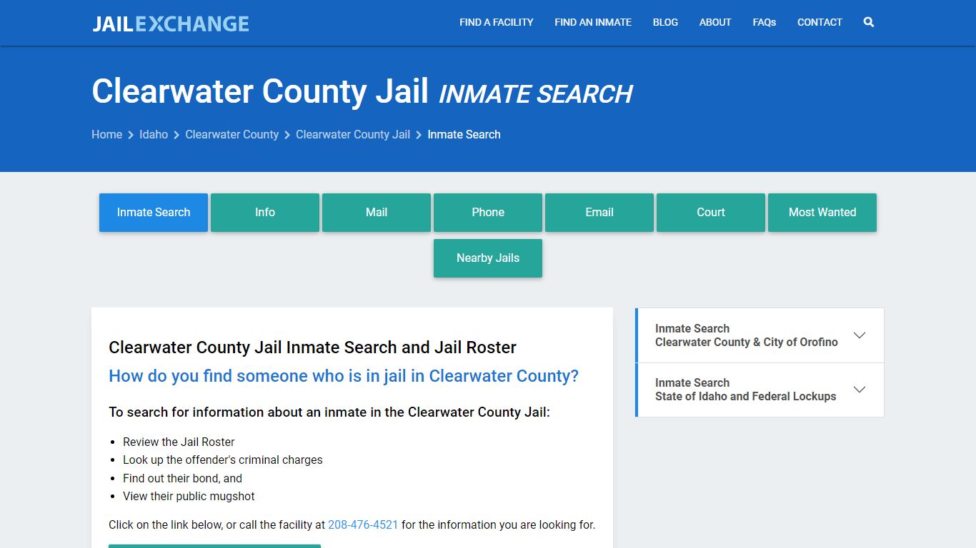 Inmate Search: Roster & Mugshots - Clearwater County Jail, ID