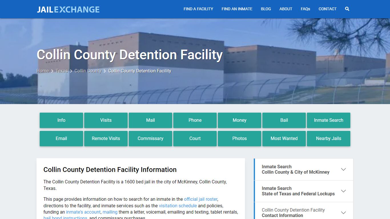 Collin County Detention Facility, TX Inmate Search, Information