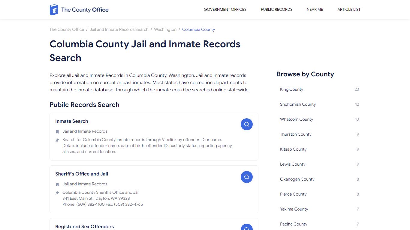 Columbia County Jail and Inmate Records Search