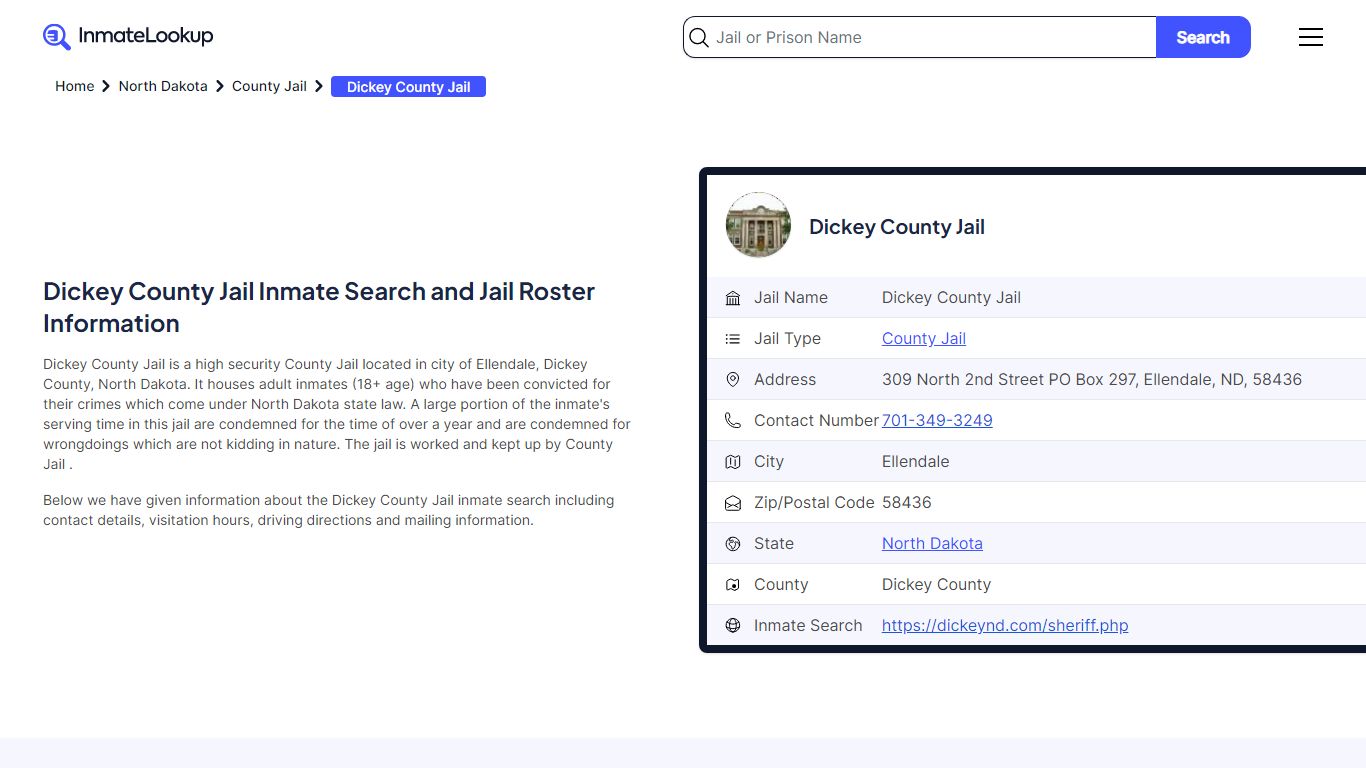 Dickey County Jail Inmate Search - Ellendale North Dakota - Inmate Lookup