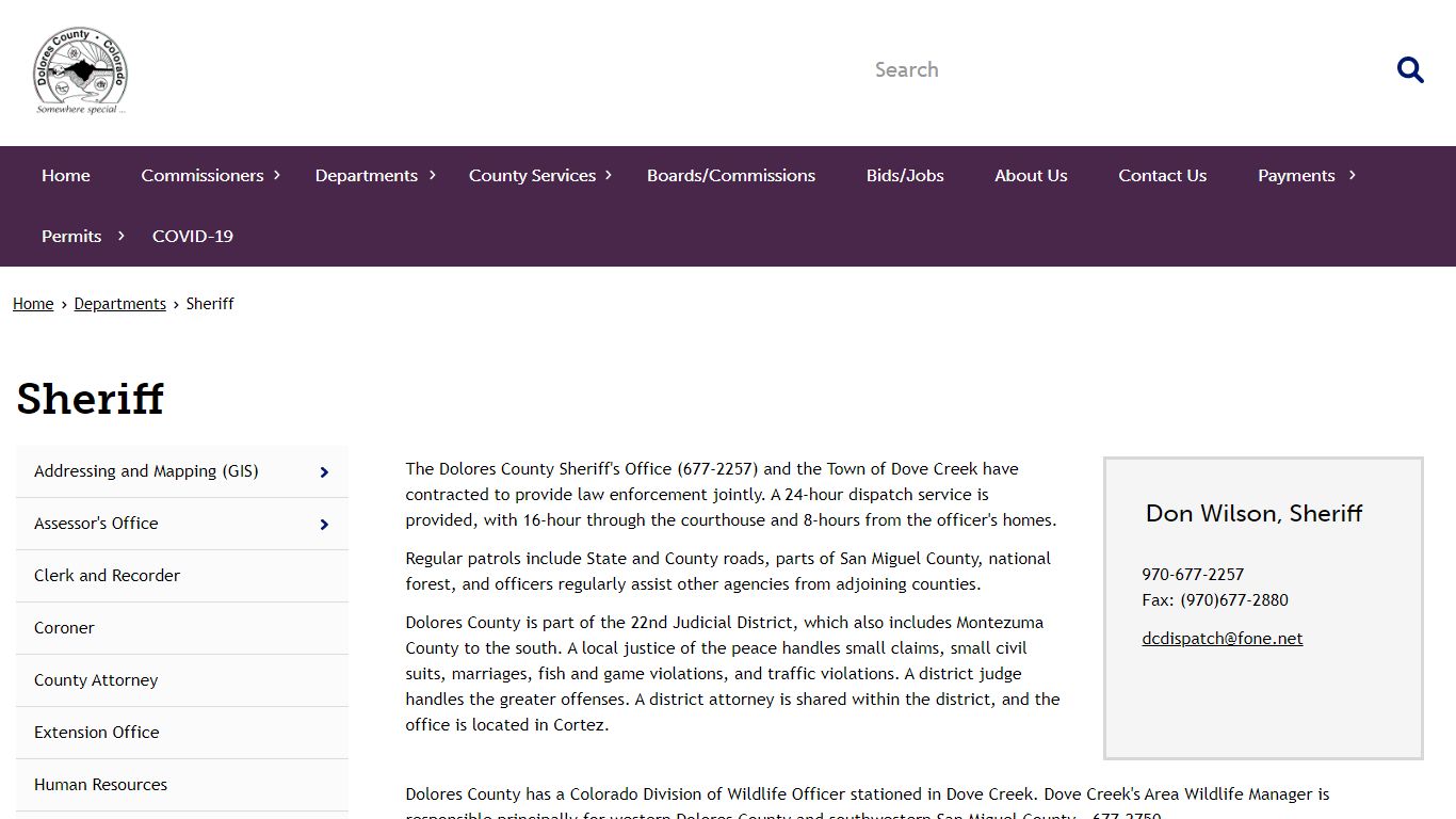 Sheriff | Dolores County - Colorado