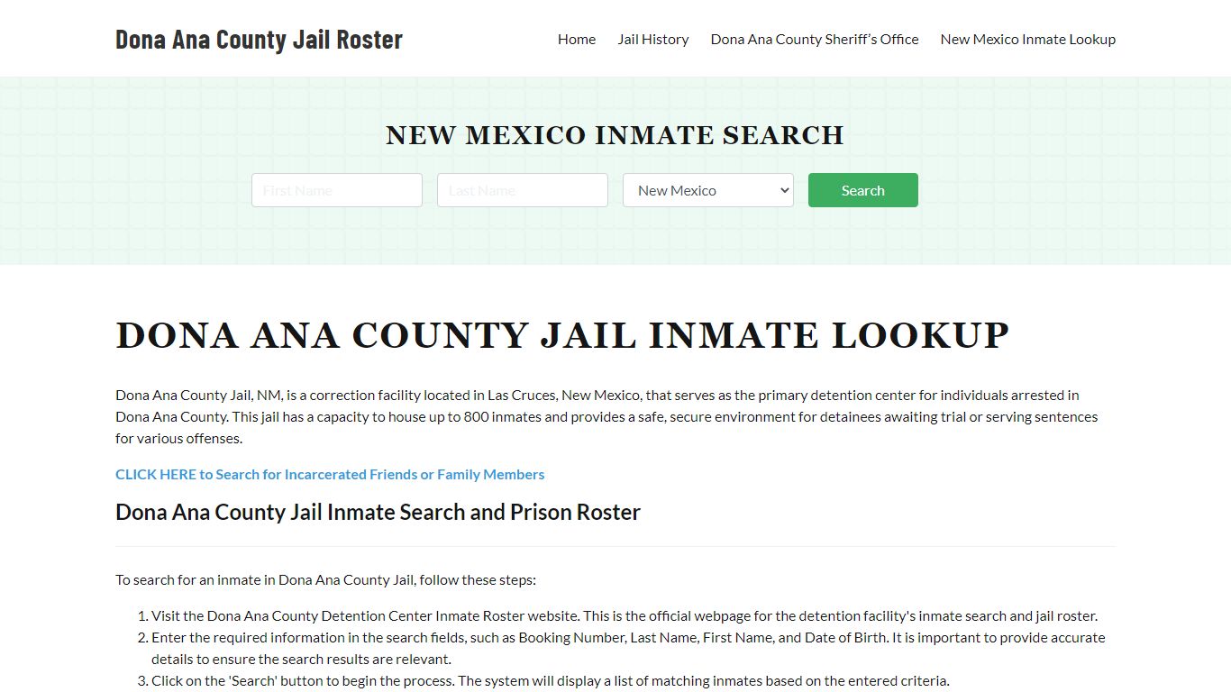 Dona Ana County Jail Roster Lookup, NM, Inmate Search