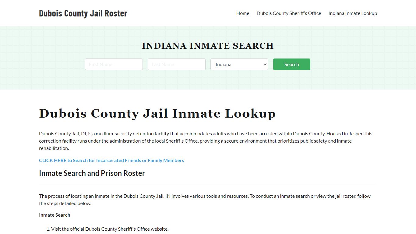 Dubois County Jail Roster Lookup, IN, Inmate Search