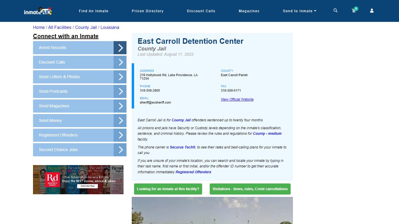 East Carroll Detention Center - Inmate Locator - Lake Providence, LA