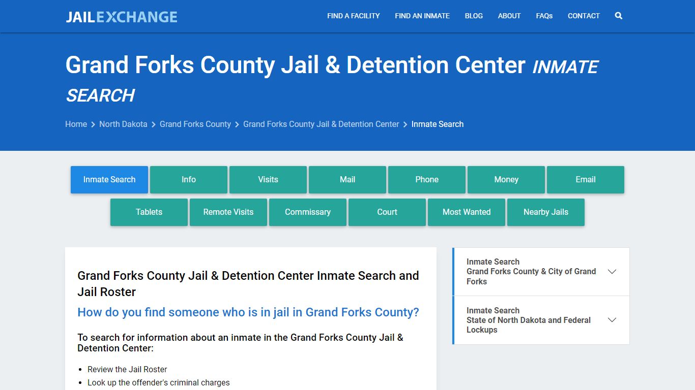Grand Forks County Jail & Detention Center Inmate Search