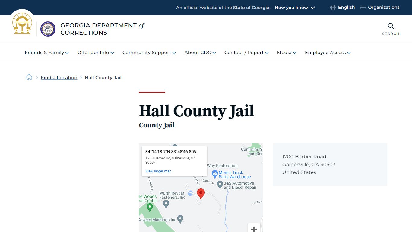 Hall County Jail | Georgia Department of Corrections