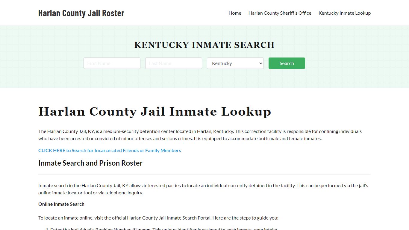 Harlan County Jail Roster Lookup, KY, Inmate Search