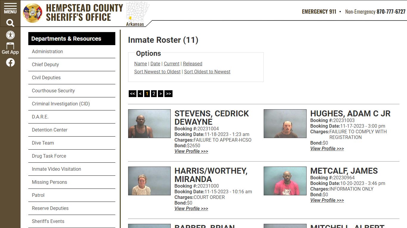 Inmate Roster (9) - Hempstead County Sheriff