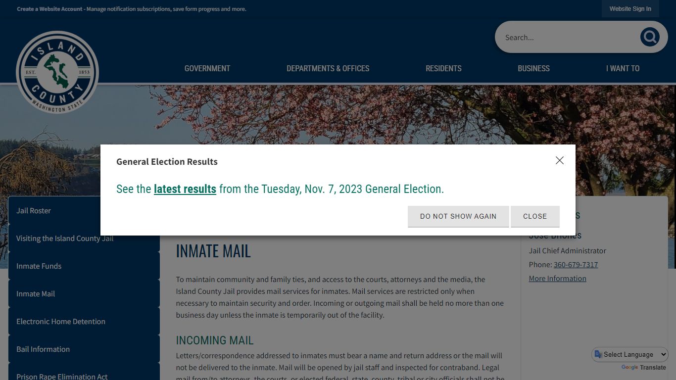 Inmate Mail | Island County, WA