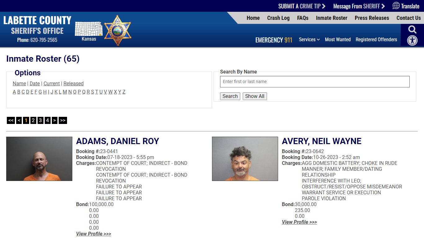 Inmate Roster - Current Inmates - Labette County Sheriff KS
