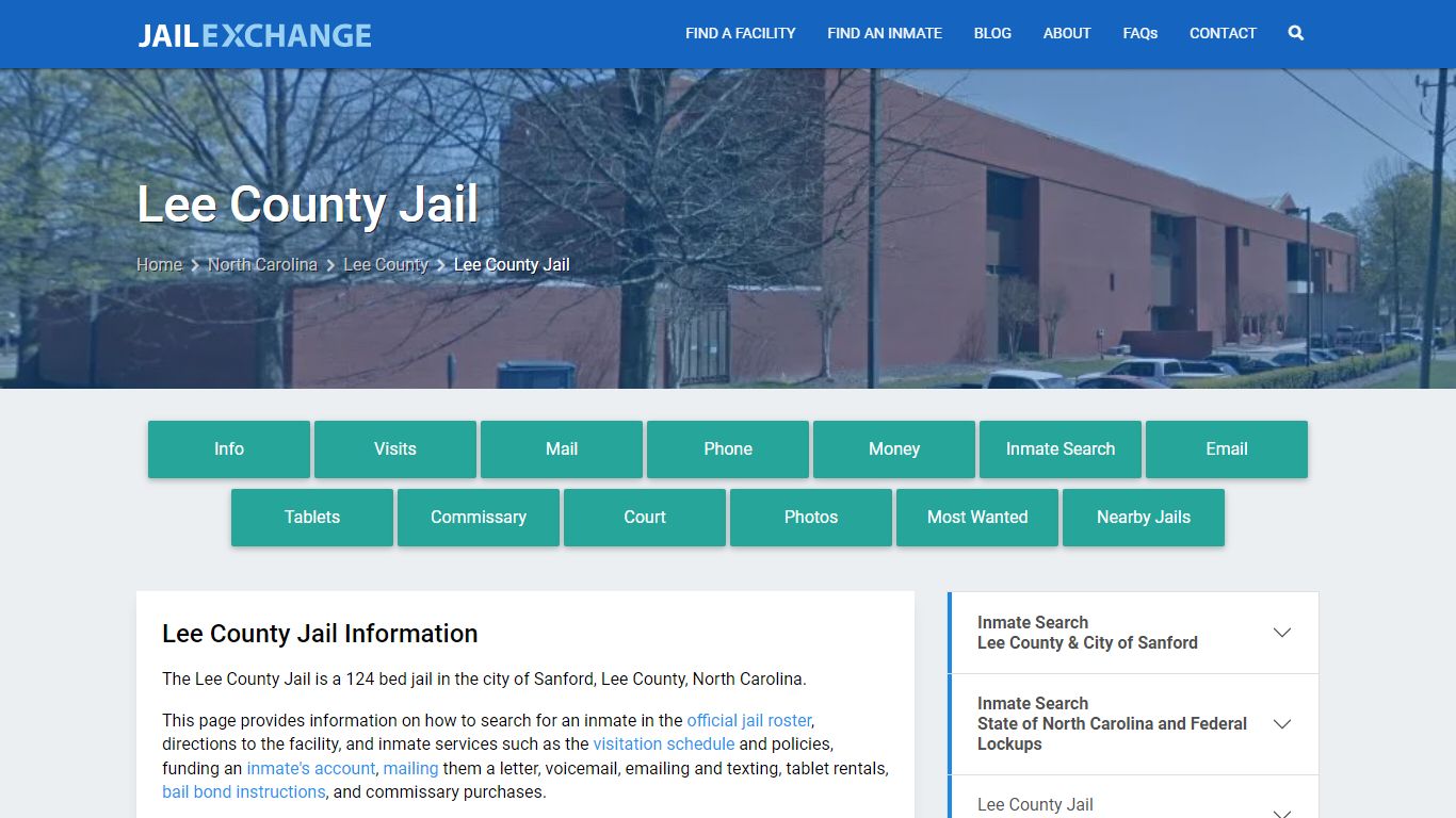 Lee County Jail, NC Inmate Search, Information - Jail Exchange