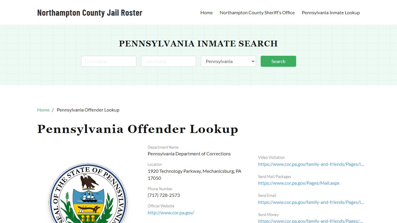 Pennsylvania Inmate Search, Jail Rosters