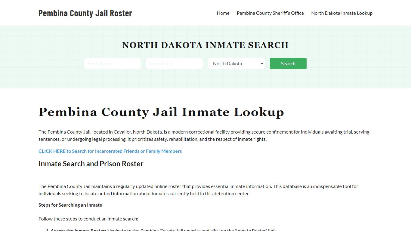 Pembina County Jail Roster Lookup, ND, Inmate Search