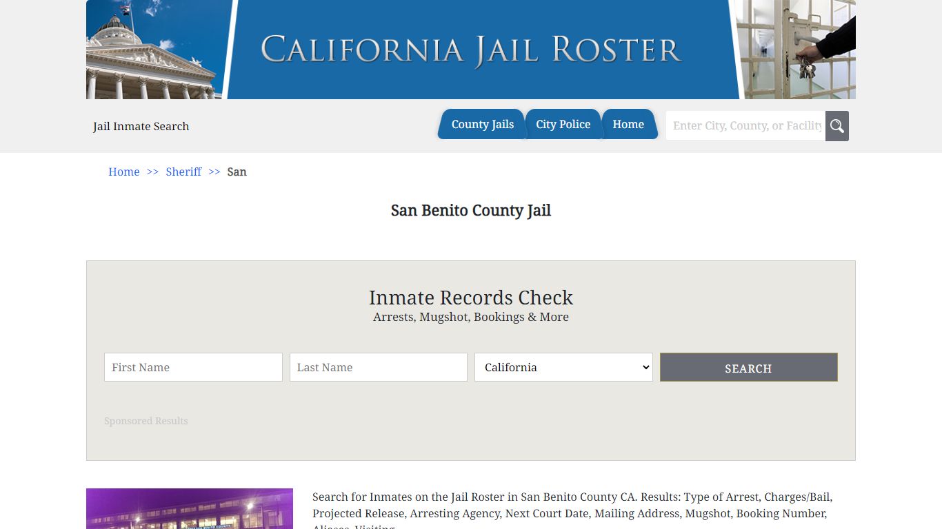 San Benito County Jail | Jail Roster Search