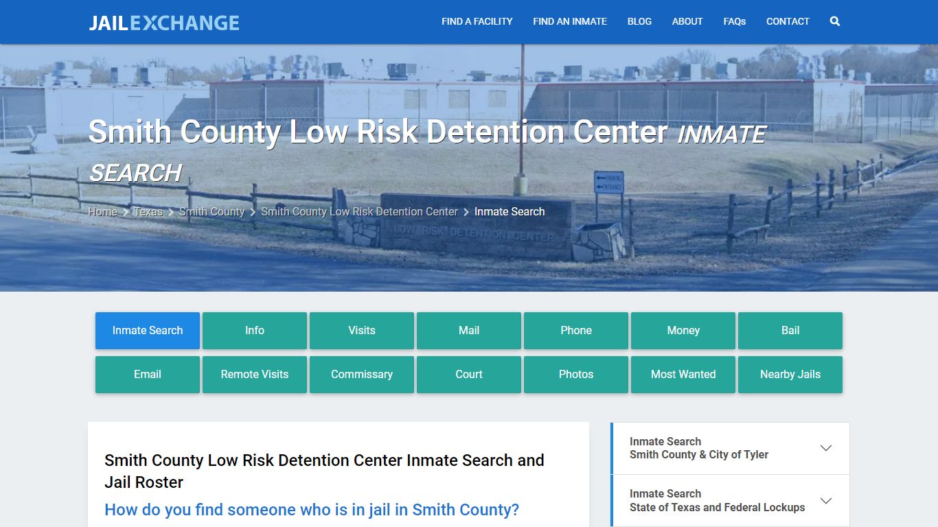 Smith County Low Risk Detention Center Inmate Search - Jail Exchange