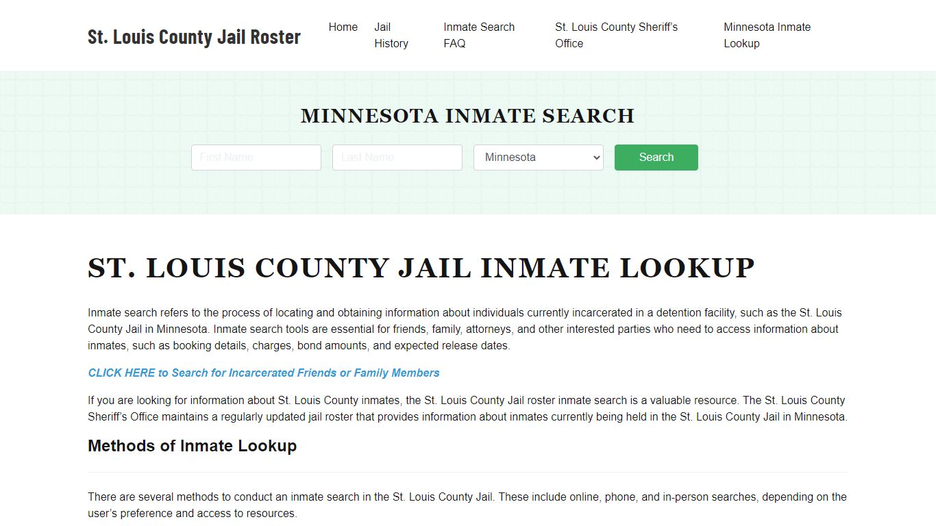 St. Louis County Jail Roster Lookup, MN, Inmate Search