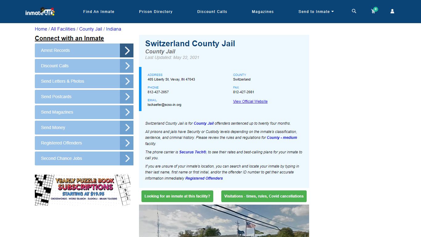 Switzerland County Jail - Inmate Locator - Vevay, IN